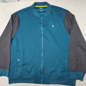 Bonobos Fielder Jacket Mens XL Blue Gray Bomber Full Zip Stretch Jersey Knit